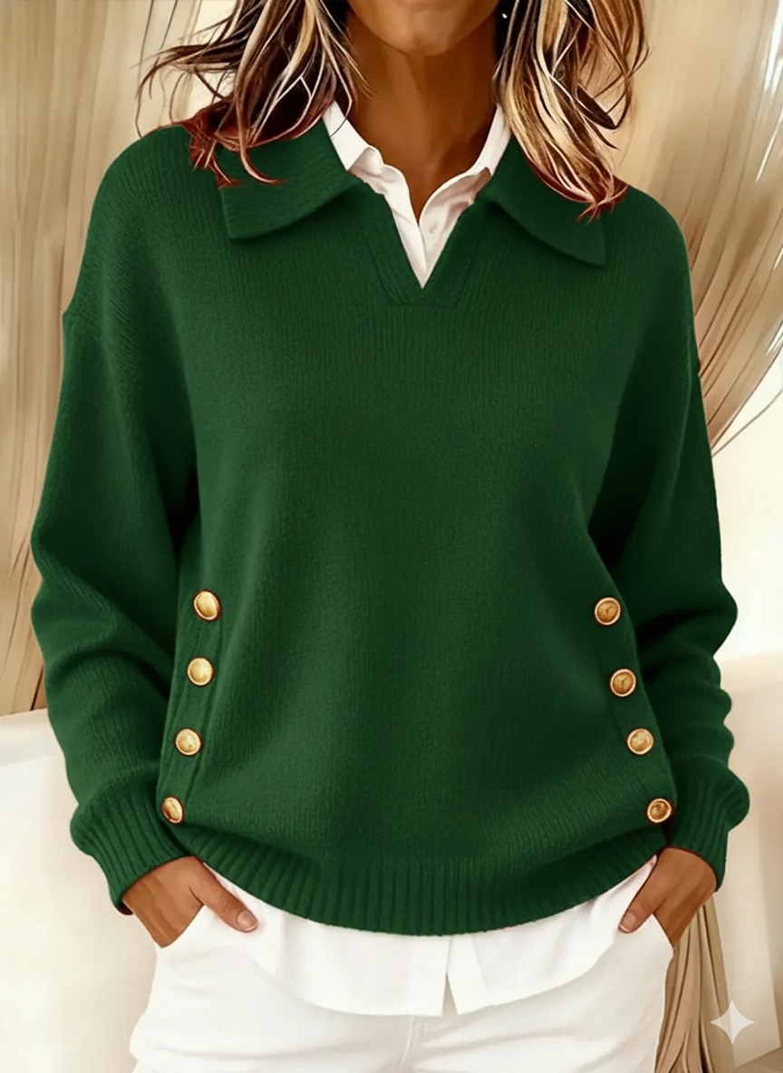 Vynette™ | Jersey de cuello pico con solapa