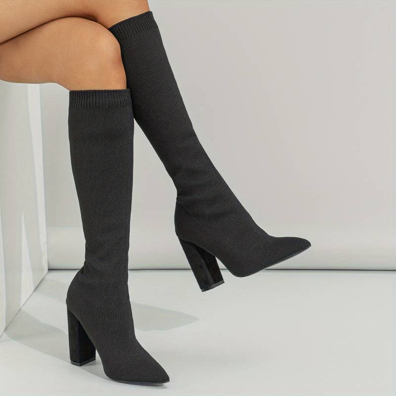 OLIVIA | BOTAS CALCETÍN DE PUNTO PARA MUJER CON TACÓN DE BLOQUE