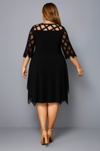 Evelyn™ | Vestido Elegante con Mangas de Encaje y Efecto Disimulador de Tripa
