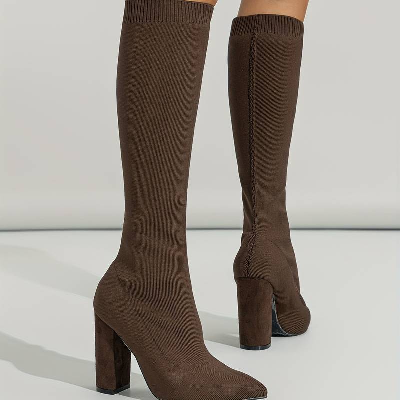 OLIVIA | BOTAS CALCETÍN DE PUNTO PARA MUJER CON TACÓN DE BLOQUE