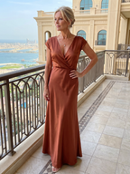 Samouse | Vestido Maxi Cruzado con Mangas Casquillo