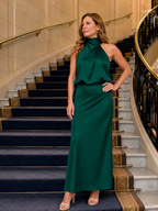 Nopal | Vestido Midi de Cuello Drapeado y Sin Mangas