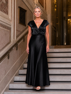 Samouse | Vestido Maxi Cruzado con Mangas Casquillo