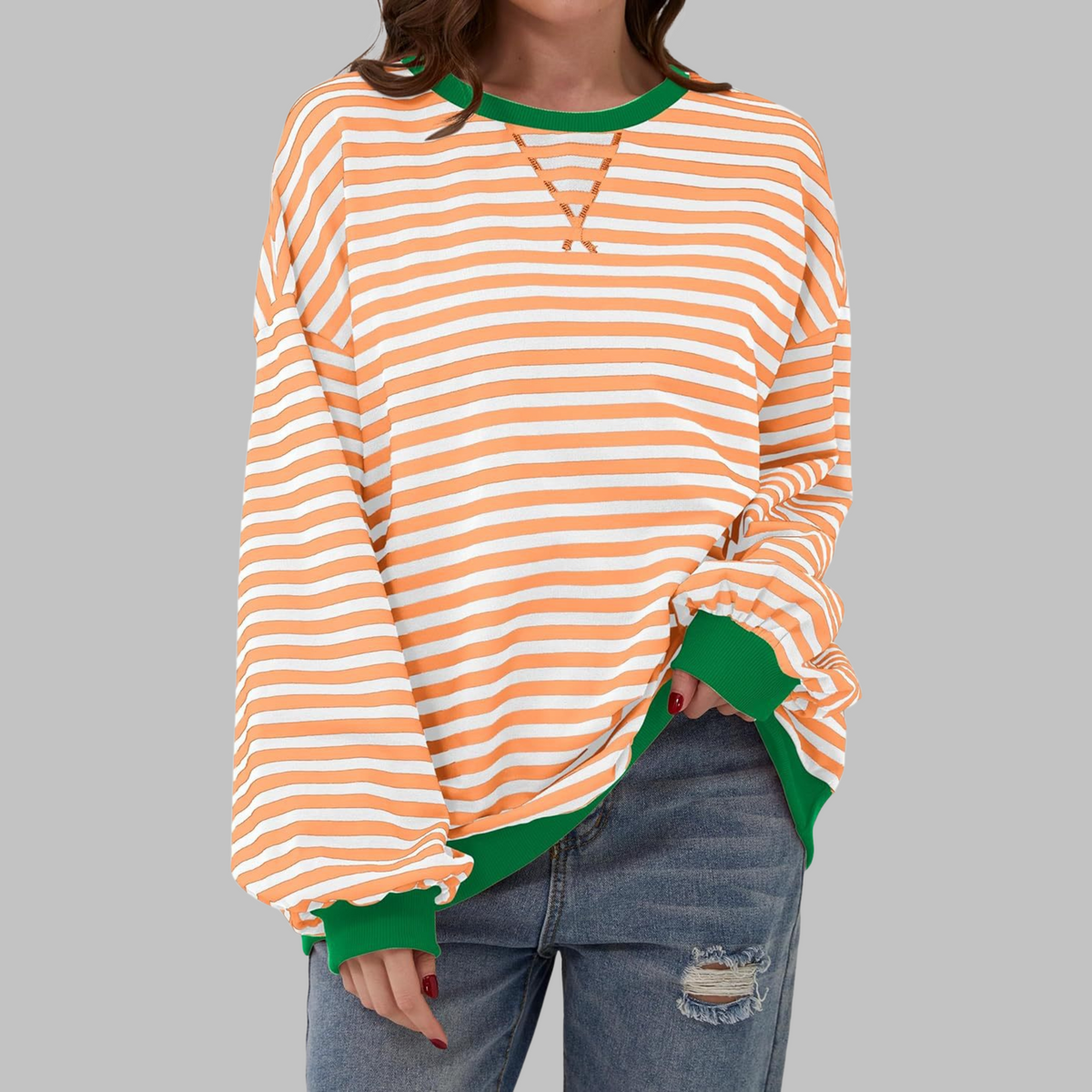 LUKA™ - Camisa Casual de Manga Larga con Cuello Redondo a Rayas