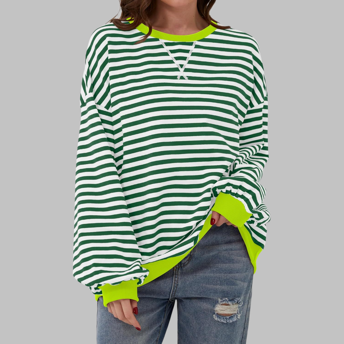 LUKA™ - Camisa Casual de Manga Larga con Cuello Redondo a Rayas