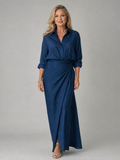 Mirque | Vestido Maxi Cruzado de Manga Larga