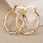 Pendientes de Aro Redondo Vintage en Oro, Plata y Rosa