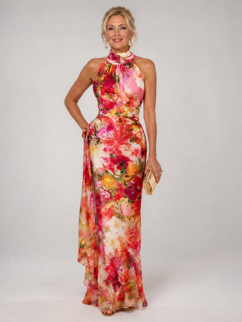 Elisabetta | Vestido Maxi Halter Estampado Floral
