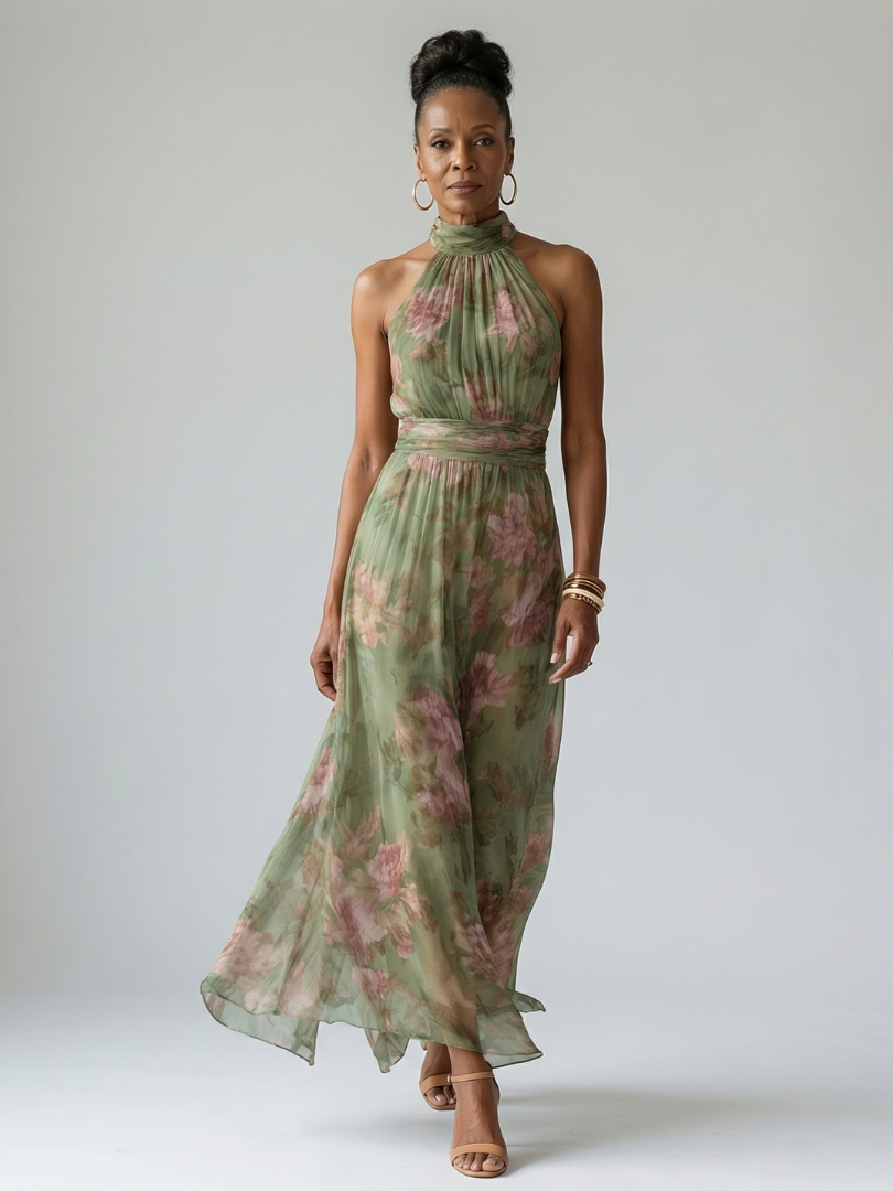 Mirelle | Vestido Midi Halter Fruncido