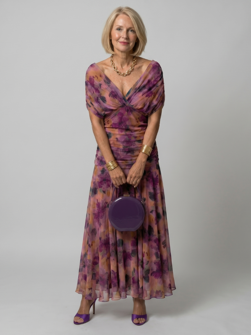 Verena | Vestido Midi Fluido Hombros al Descubierto
