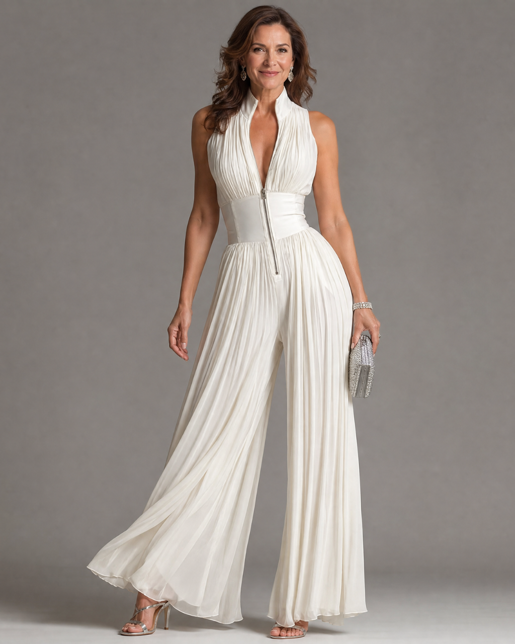 Zaria | Mono de Pierna Ancha con Cuello Halter Plisado
