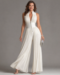 Zaria | Mono de Pierna Ancha con Cuello Halter Plisado