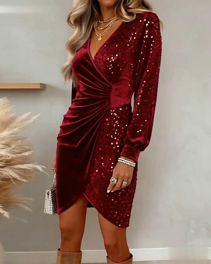 BRIAR | VESTIDO MIDI BRILLANTE CON ESCOTE EN V