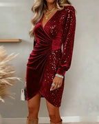 BRIAR | VESTIDO MIDI BRILLANTE CON ESCOTE EN V