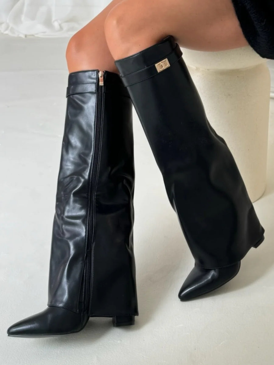 HARRIET | BOTAS ALTAS DE PIEL PARA MUJER CON HEBILLA
