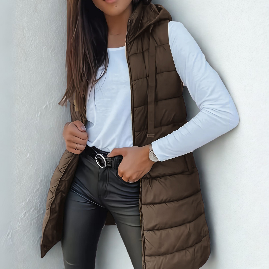 Mitchelle™ Chaleco Acolchado Largo sin Mangas Casual