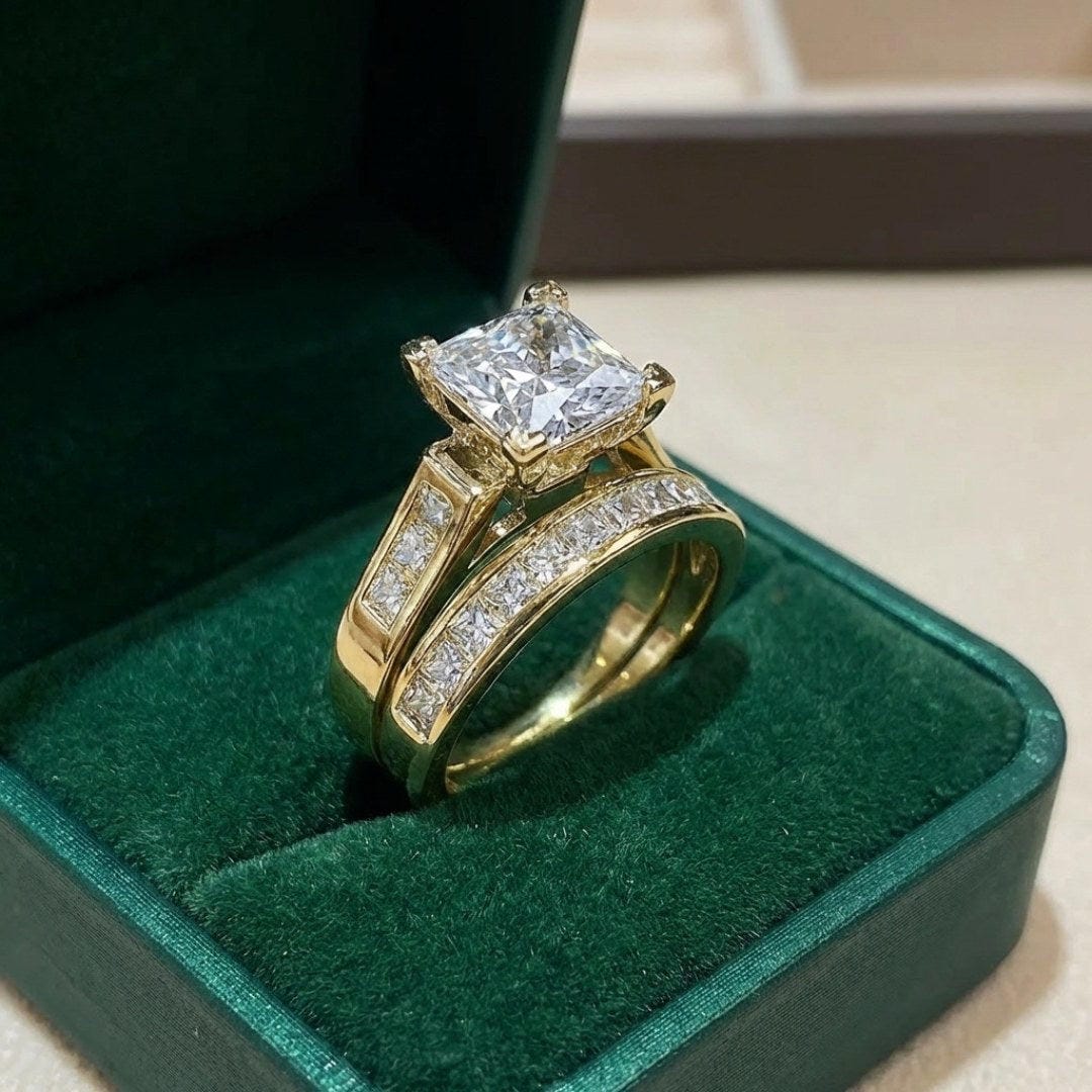 Set de Anillos de Promesa con Circonita Exquisita