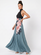 Olympas | Vestido Maxi Halter con Falda Floral