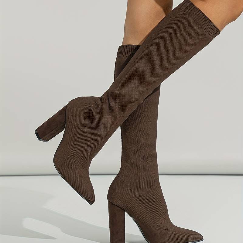 OLIVIA | BOTAS CALCETÍN DE PUNTO PARA MUJER CON TACÓN DE BLOQUE