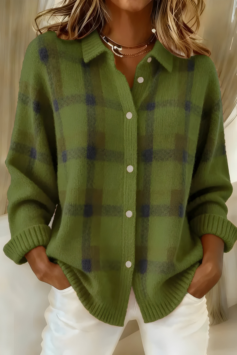 Camille™ | Chaqueta de Punto de Cuadros