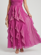 Orea | Vestido Maxi de Cuello Alto con Capas Fruncidas de Volantes