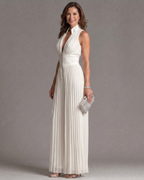 Zaria | Mono de Pierna Ancha con Cuello Halter Plisado