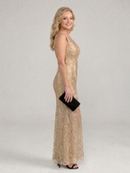 Sirea | Vestido Midi con Lentejuelas, Paneles Transparentes y Sin Mangas