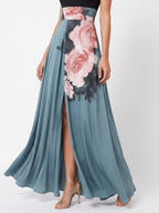 Olympas | Vestido Maxi Halter con Falda Floral