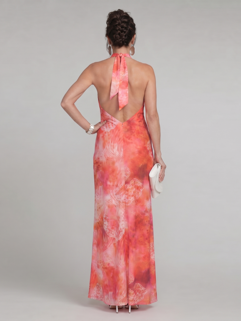 Coraline | Vestido Largo Halter con Estampado