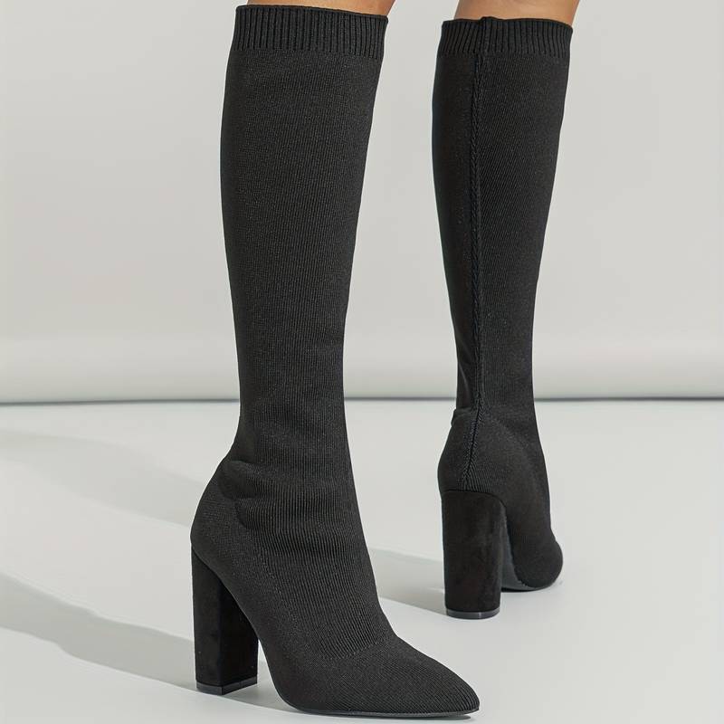 OLIVIA | BOTAS CALCETÍN DE PUNTO PARA MUJER CON TACÓN DE BLOQUE