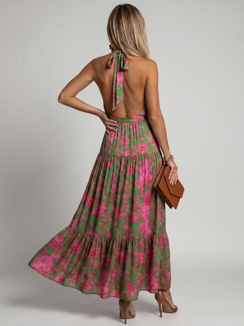 Rowen | Vestido Midi Halter Drapeado