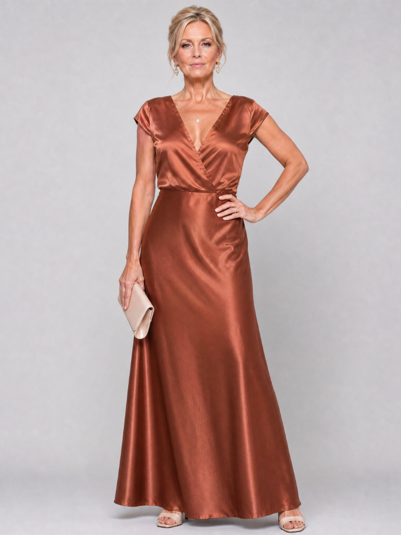 Samouse | Vestido Maxi Cruzado con Mangas Casquillo