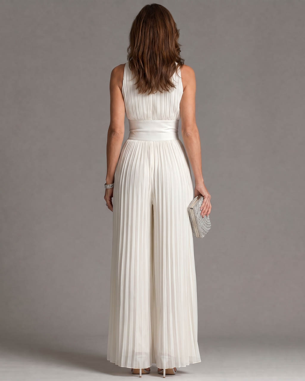 Zaria | Mono de Pierna Ancha con Cuello Halter Plisado