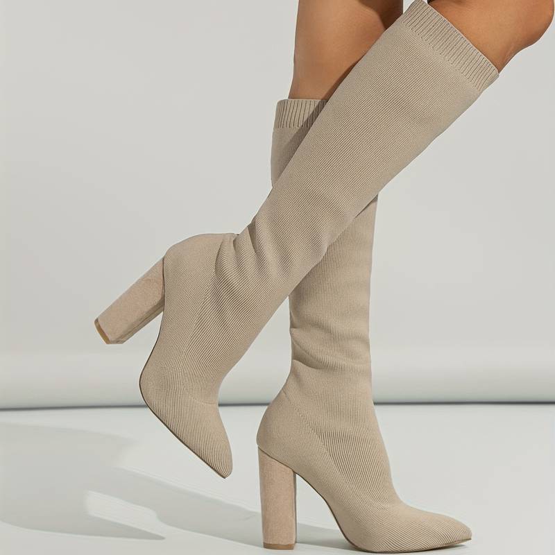 OLIVIA | BOTAS CALCETÍN DE PUNTO PARA MUJER CON TACÓN DE BLOQUE