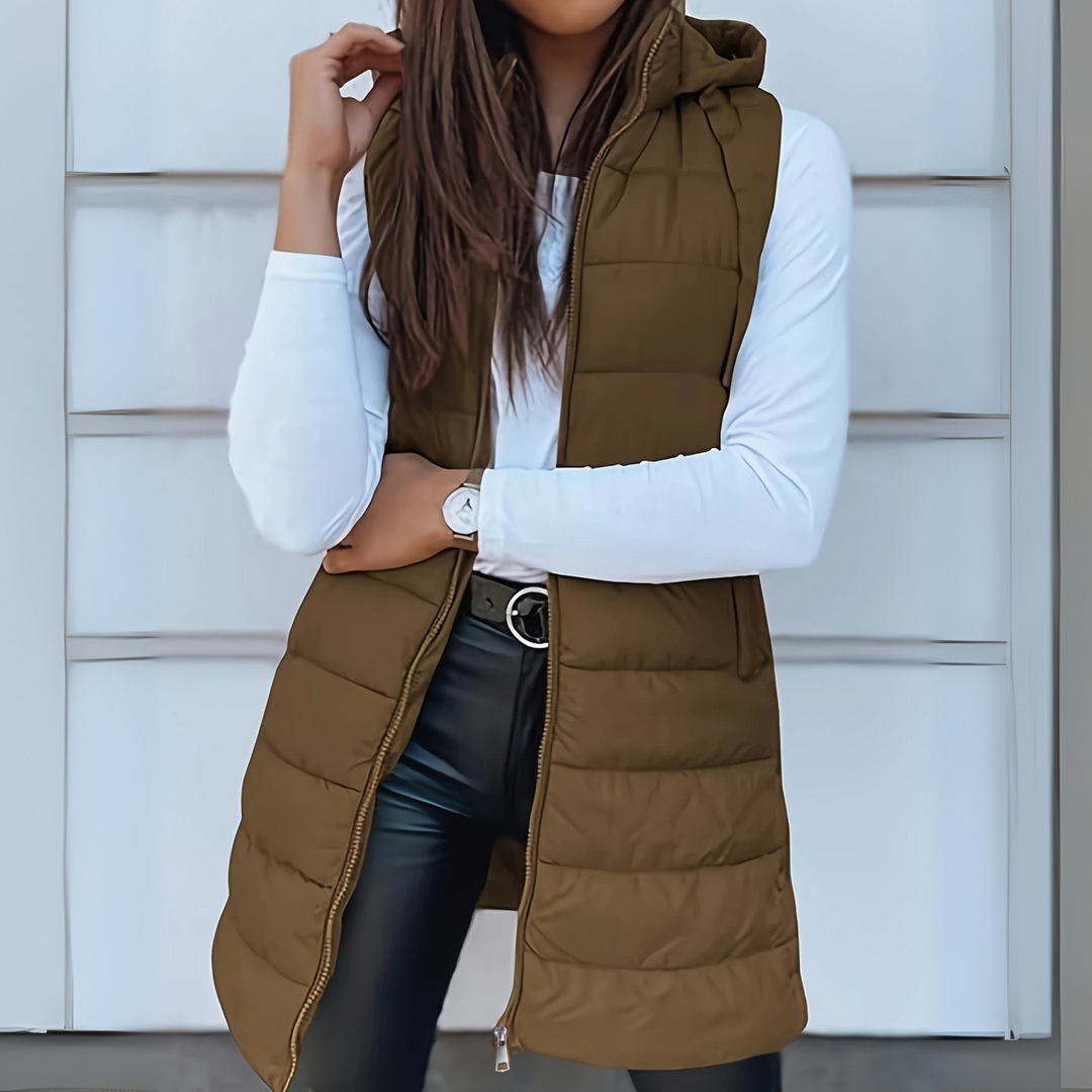 Mitchelle™ Chaleco Acolchado Largo sin Mangas Casual