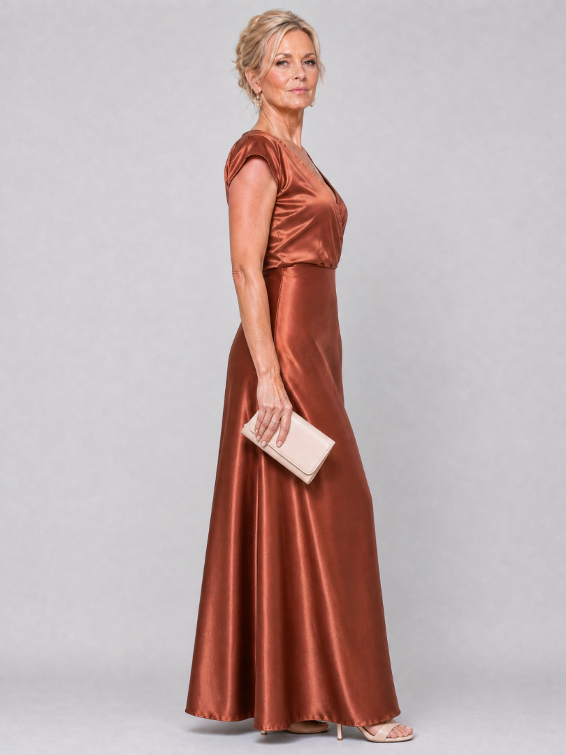 Samouse | Vestido Maxi Cruzado con Mangas Casquillo