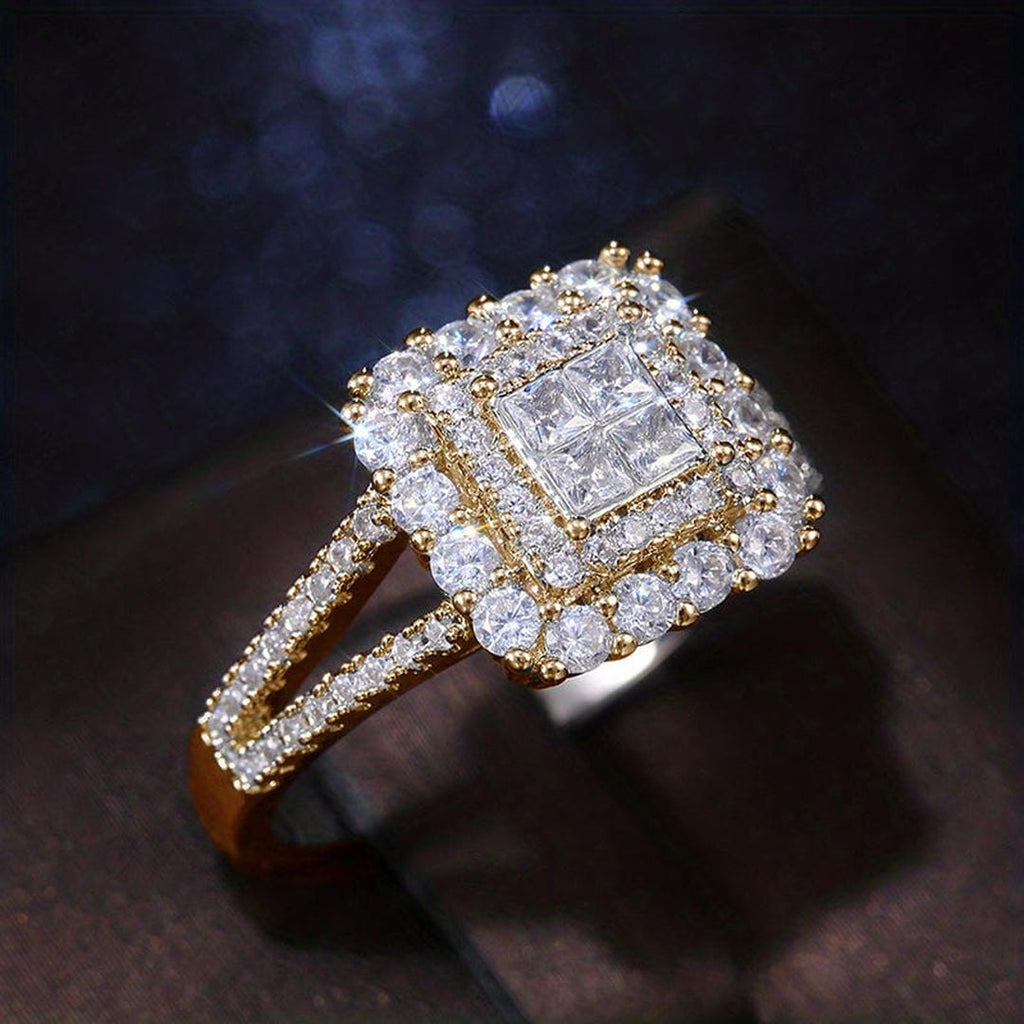Anillo de Boda con Circonita de Corte Cuadrado