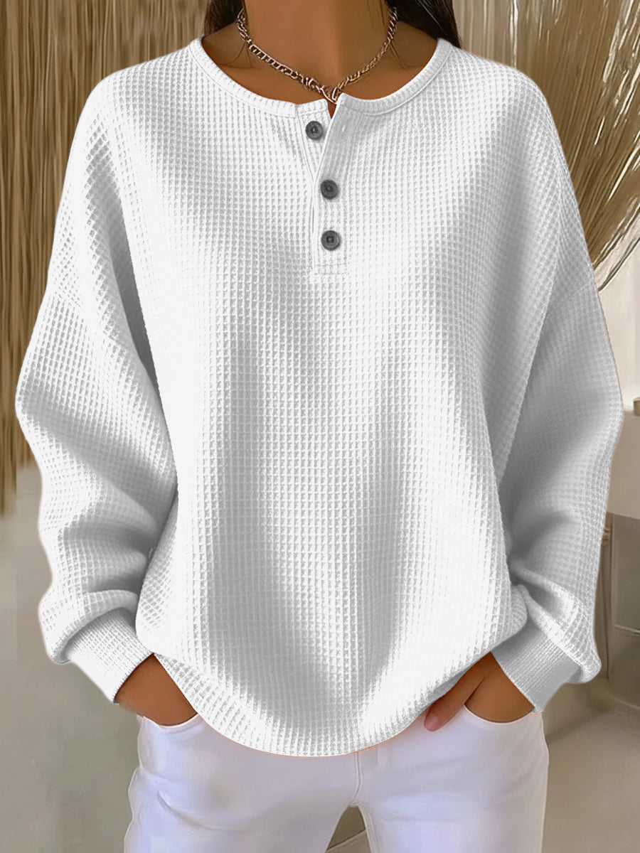 Mirabel™ | Sudadera henley de punto gofre acogedora