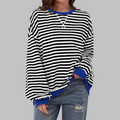 LUKA™ - Camisa Casual de Manga Larga con Cuello Redondo a Rayas