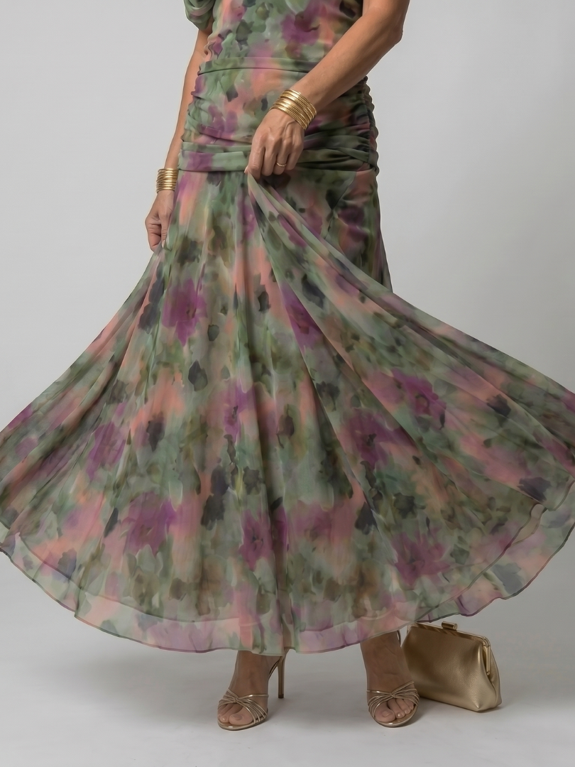 Verena | Vestido Midi Fluido Hombros al Descubierto