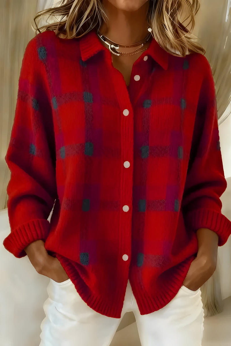 Camille™ | Chaqueta de Punto de Cuadros