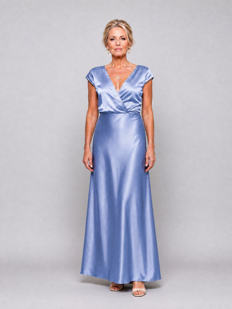Samouse | Vestido Maxi Cruzado con Mangas Casquillo