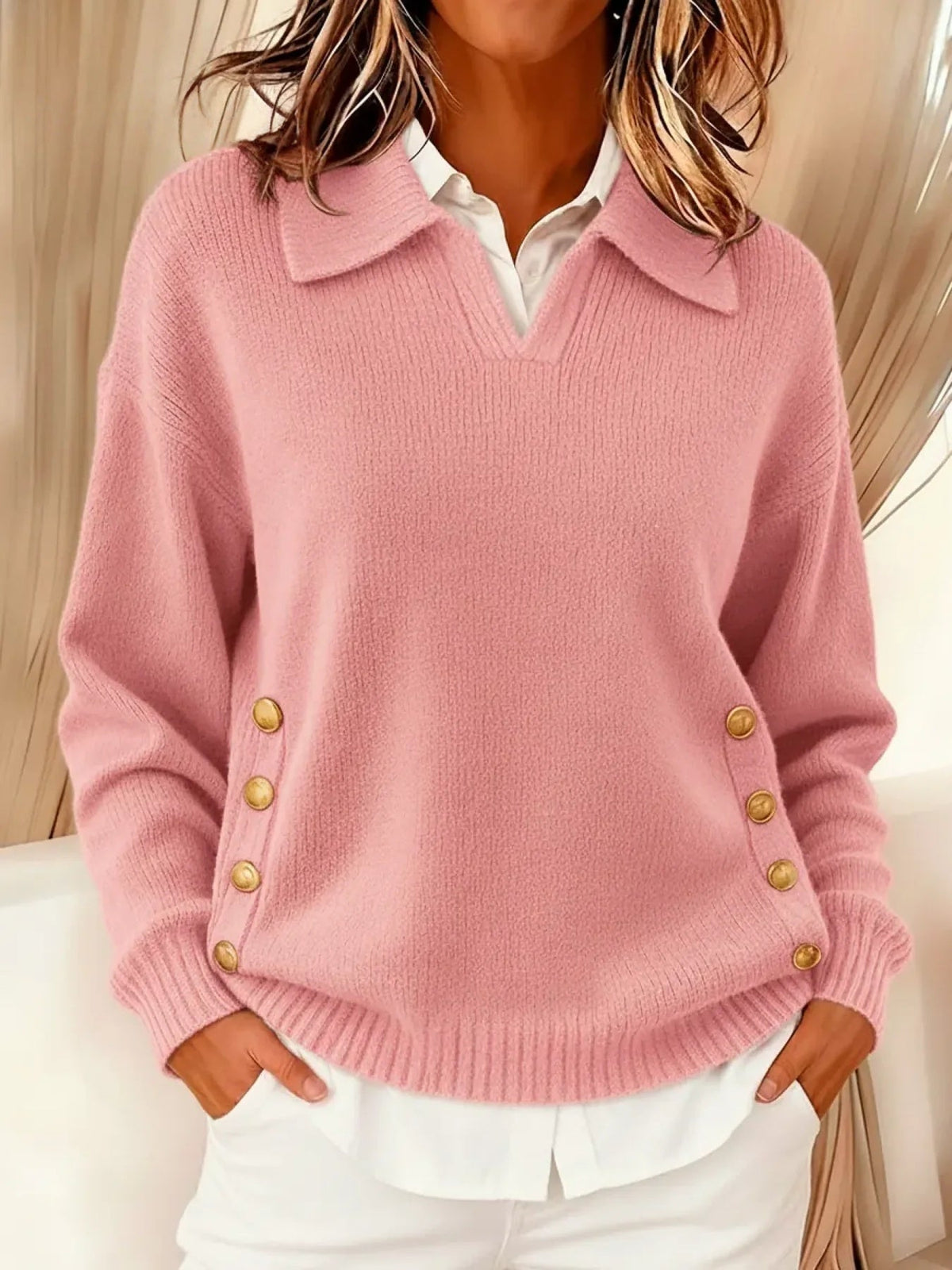 Vynette™ | Jersey de cuello pico con solapa