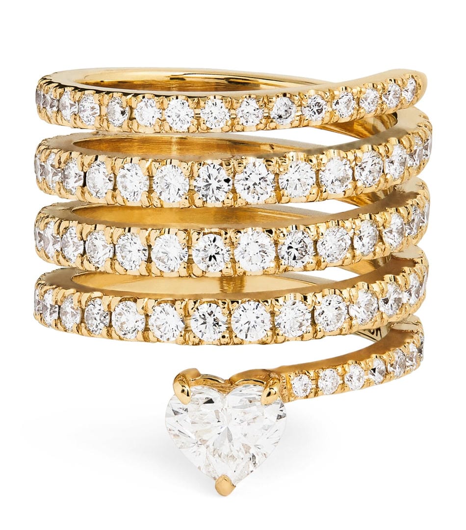 Anillo Envolvente de Corazón en Oro Antiguo con Circonita