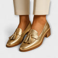 Isolde - Mocasines de Brillo Dorado