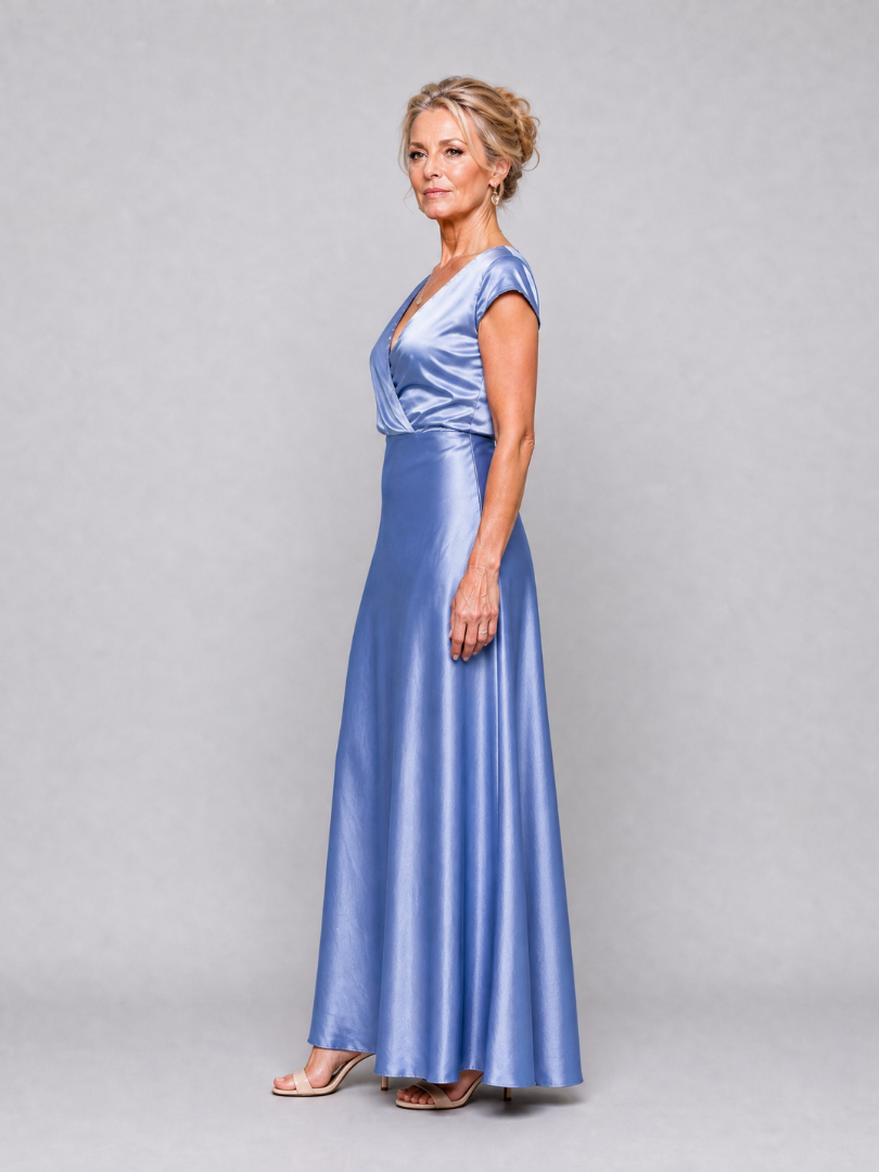 Samouse | Vestido Maxi Cruzado con Mangas Casquillo