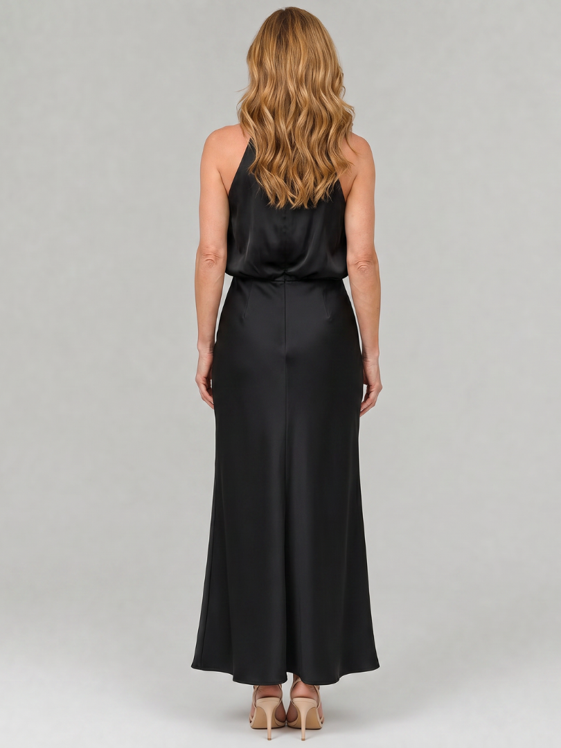 Nopal | Vestido Midi de Cuello Drapeado y Sin Mangas
