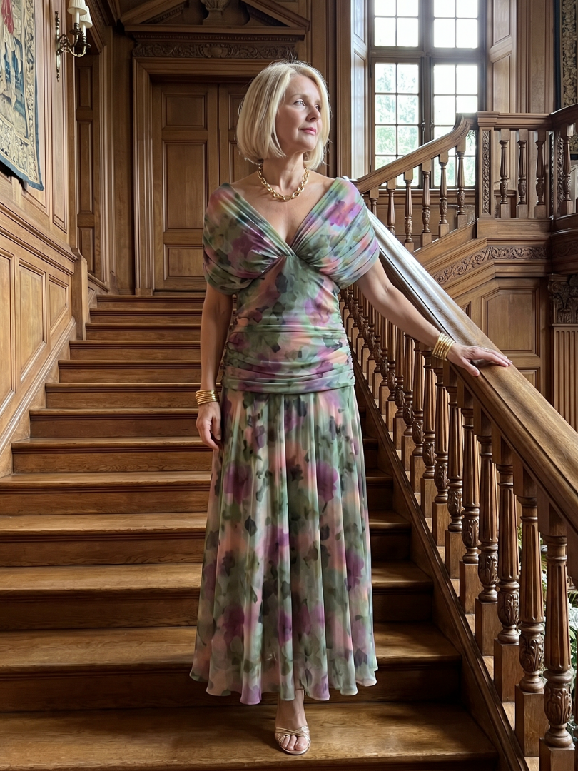 Verena | Vestido Midi Fluido Hombros al Descubierto