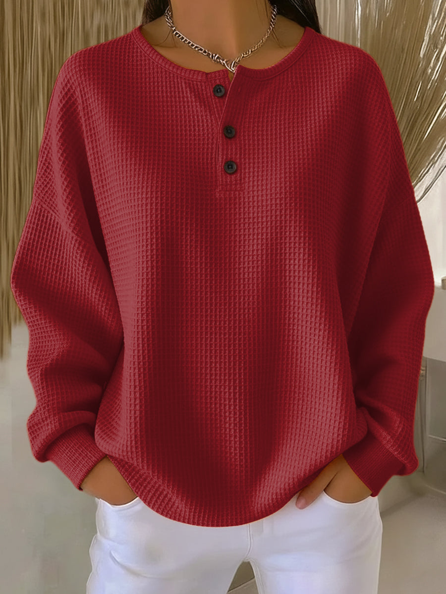 Mirabel™ | Sudadera henley de punto gofre acogedora