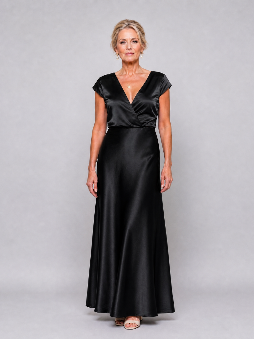 Samouse | Vestido Maxi Cruzado con Mangas Casquillo